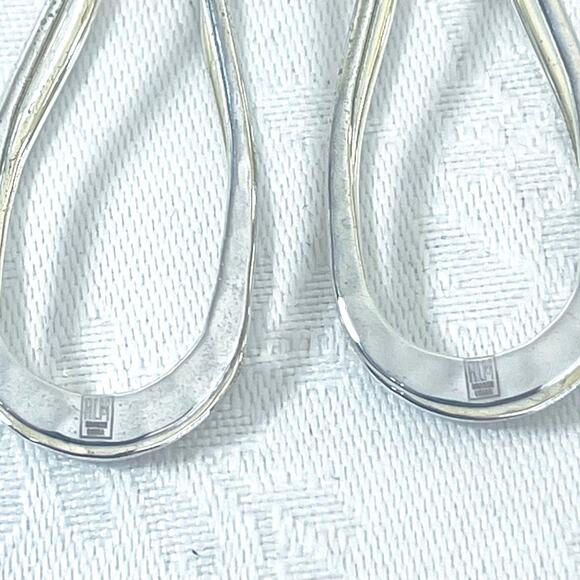 Vtg RLM Studio Robert Lee Morris Hammered Dangle Earrings Silver Tone Modernist - Picture 5 of 6